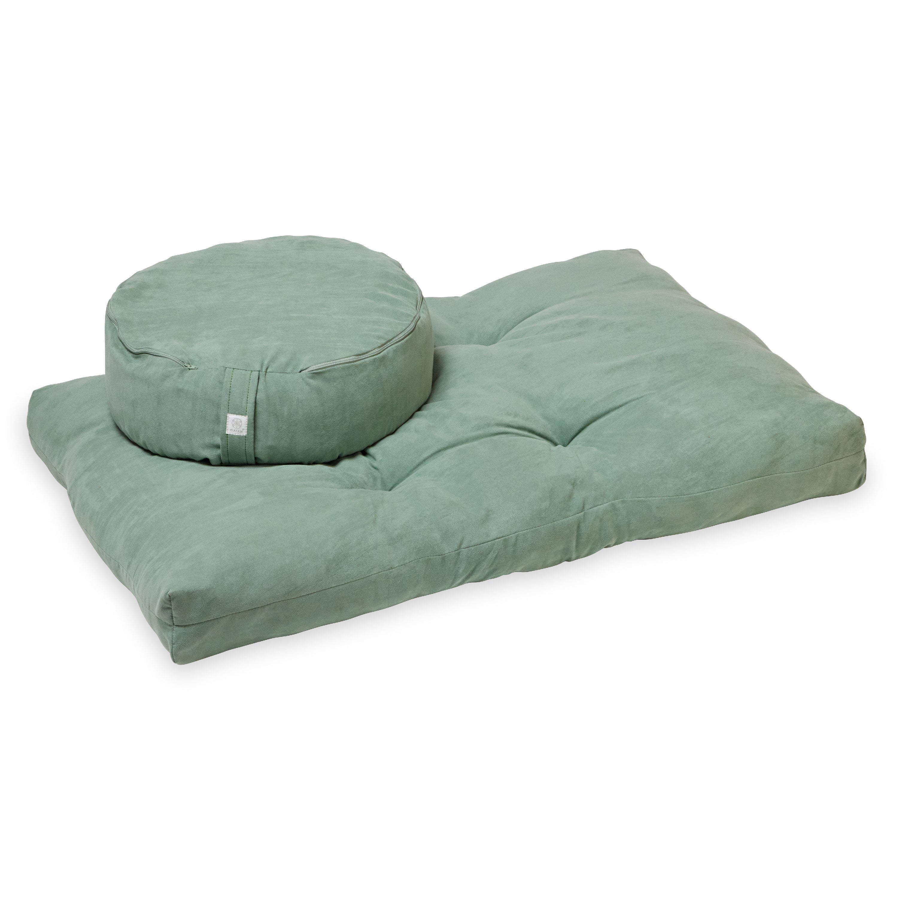 Gaiam Zabuton Floor Cushion Sage with zafu